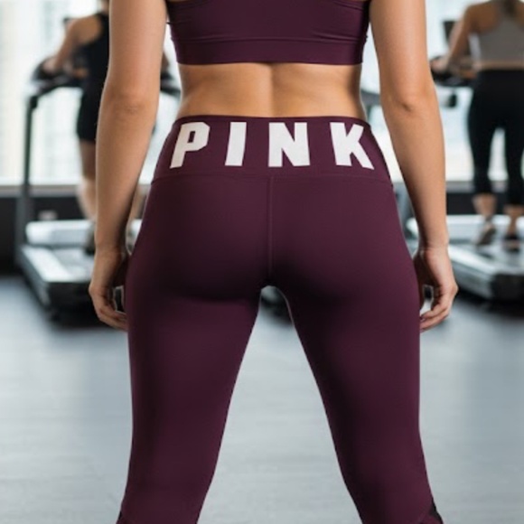 Victorias Secret PINK YOGA Leggings Womens Medium Strap Ankles Mesh Insert - Picture 8 of 10